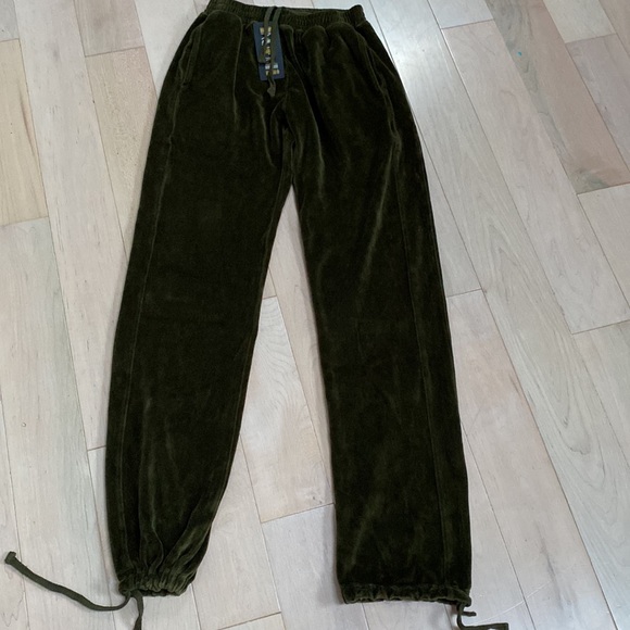 Suzie Kondi olive soft cotton velour unisex track pants xs